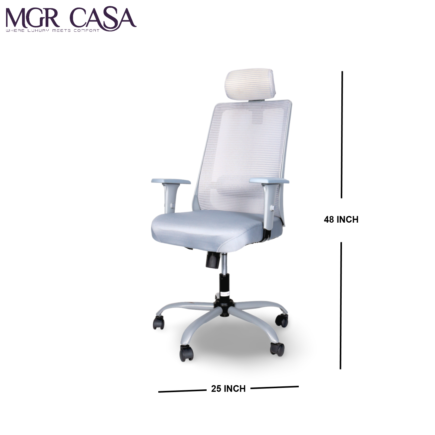 MGR HILITE GREY HIGH BACK MESH OFFICE CHAIR