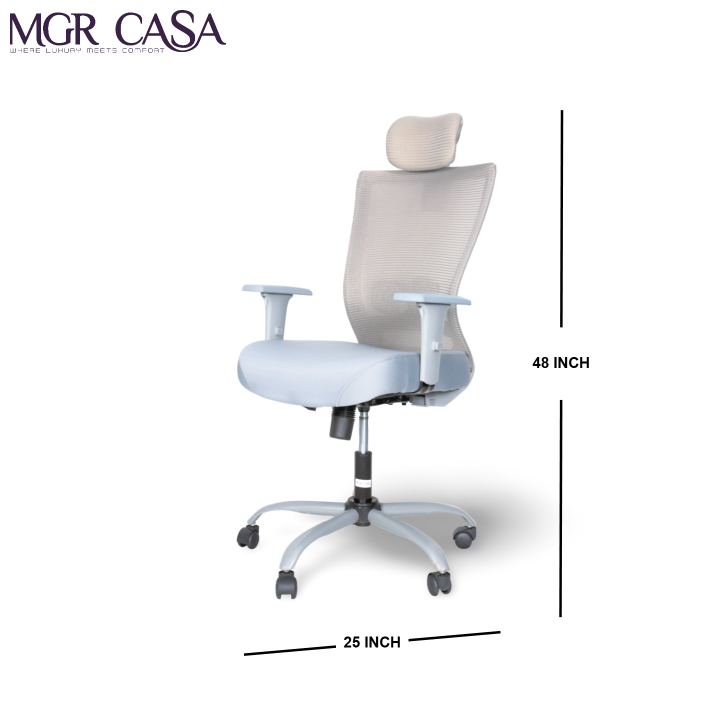 MGR MYSTIC GREY HIGH BACK MESH OFFICE CHAIR