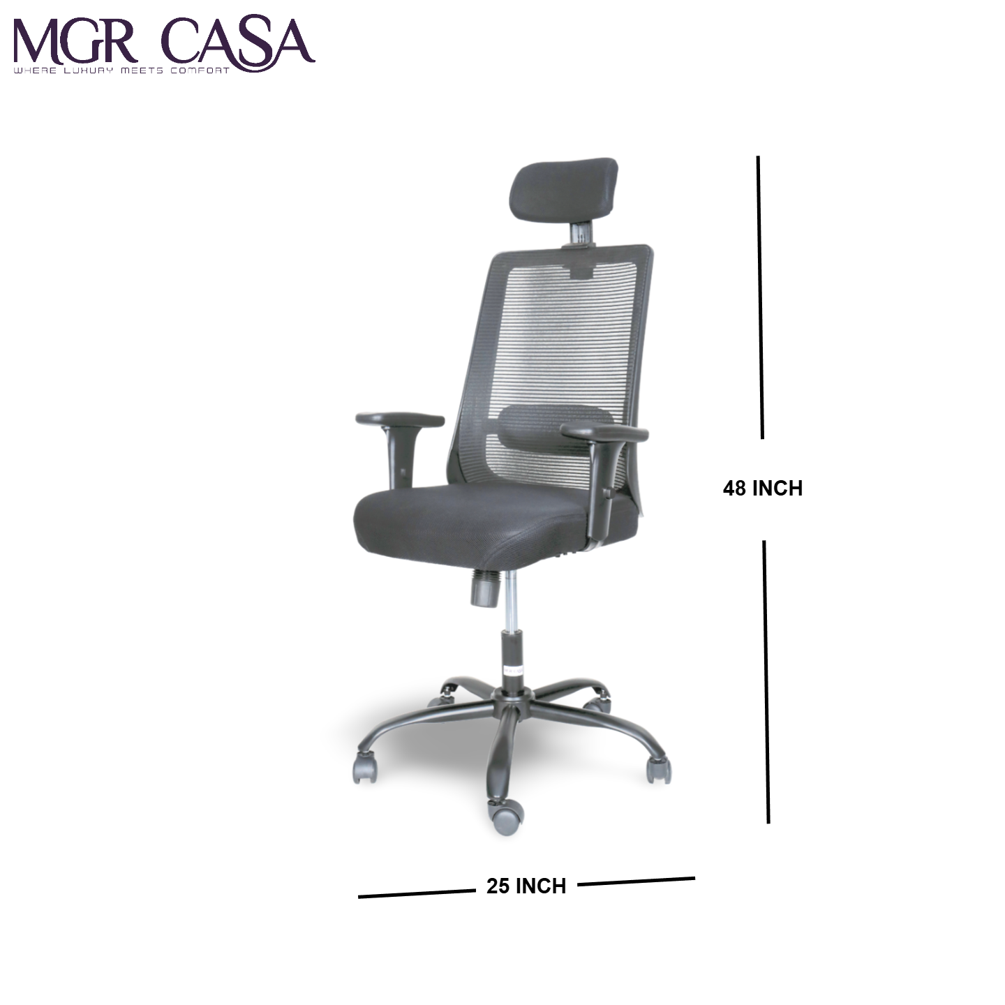 MGR HILITE BLACK HIGH BACK MESH OFFICE CHAIR