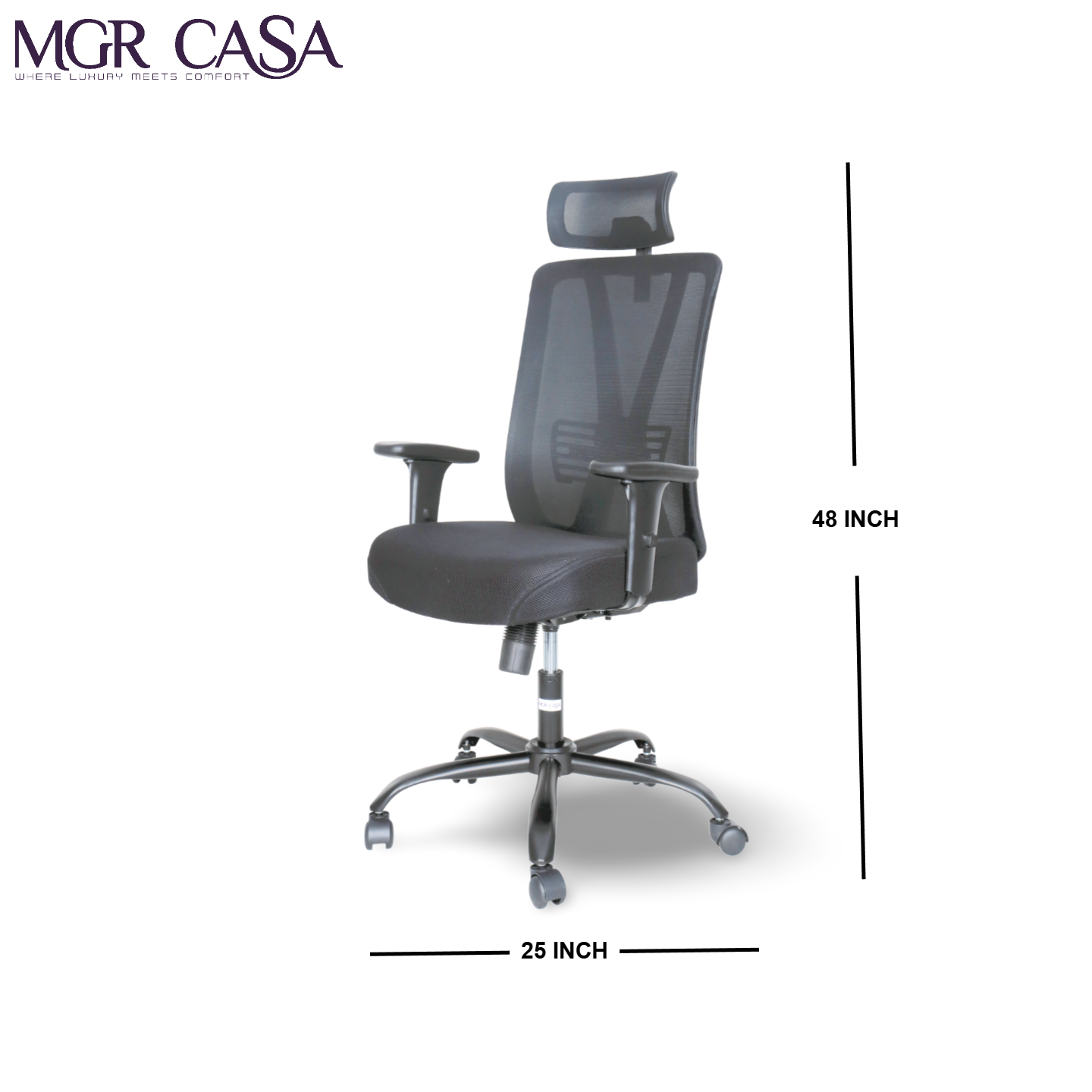 MGR MATEOR BLACK HIGH BACK MESH OFFICE CHAIR