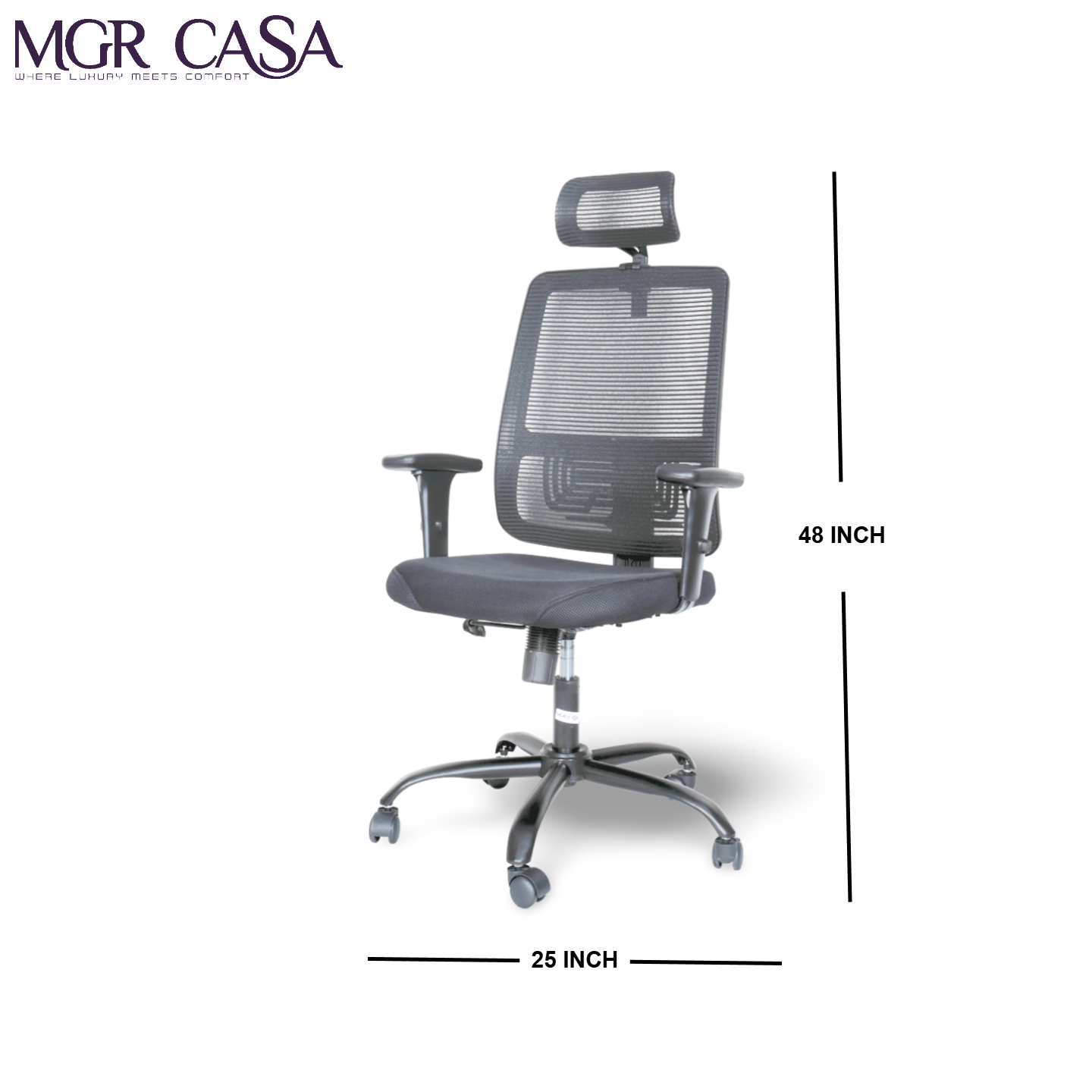 MGR RIO BLACK HIGH BACK MESH OFFICE CHAIR