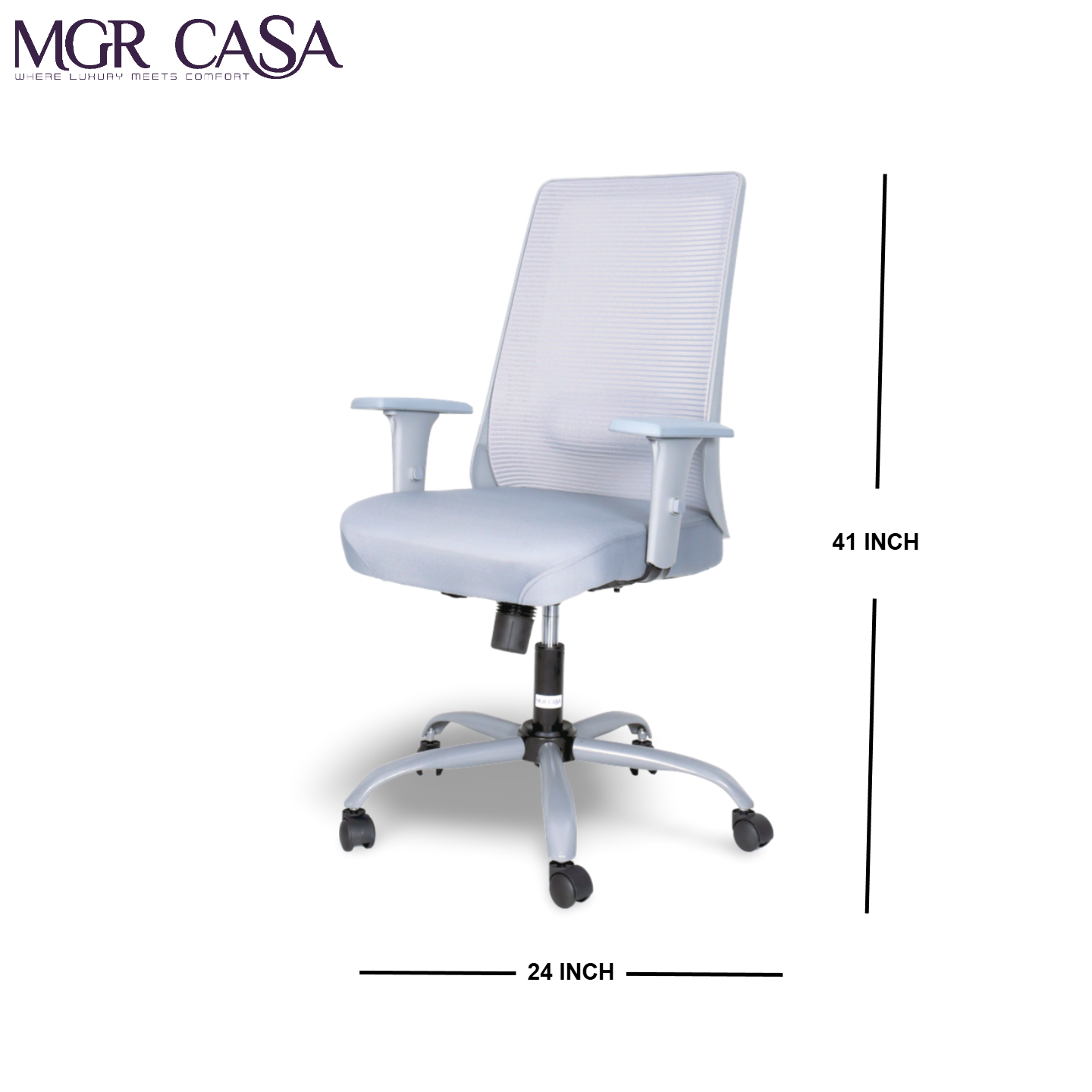 MGR HILITE GREY MID-BACK MESH OFFICE CHAIR