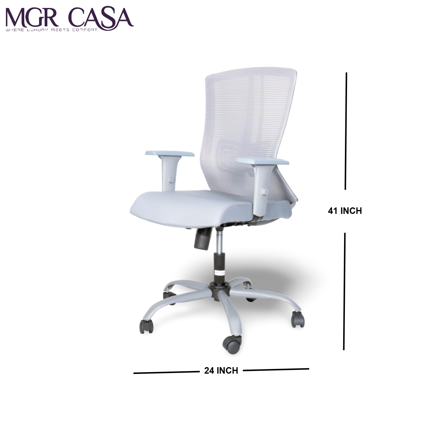 MGR EAFFILE GREY MID-BACK MESH OFFICE CHAIR