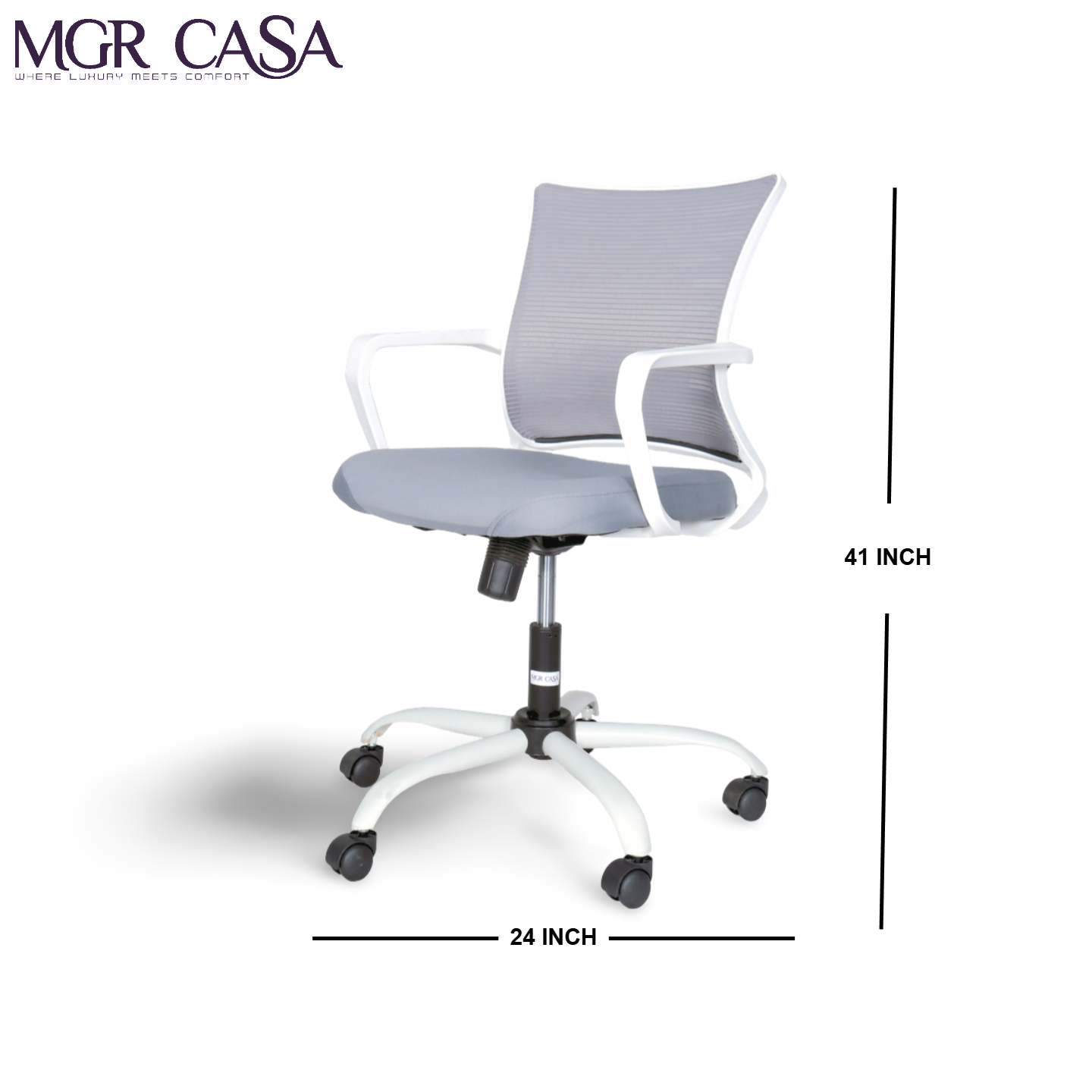 MGR ZIZAG GREY-WHITE MID-BACK MESH OFFICE CHAIR