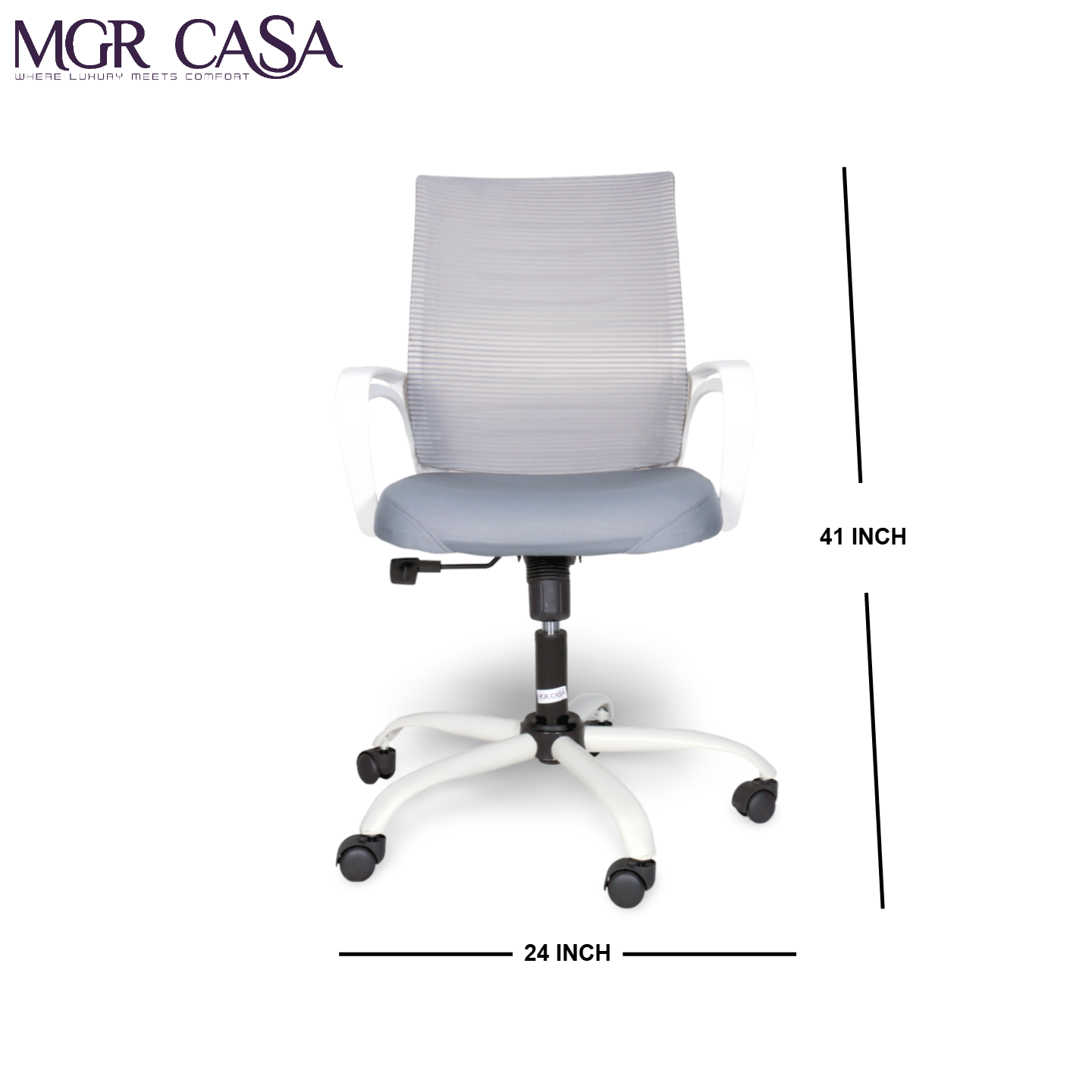 MGR DELTA WHITE-GREY MID-BACK MESH OFFICE CHAIR