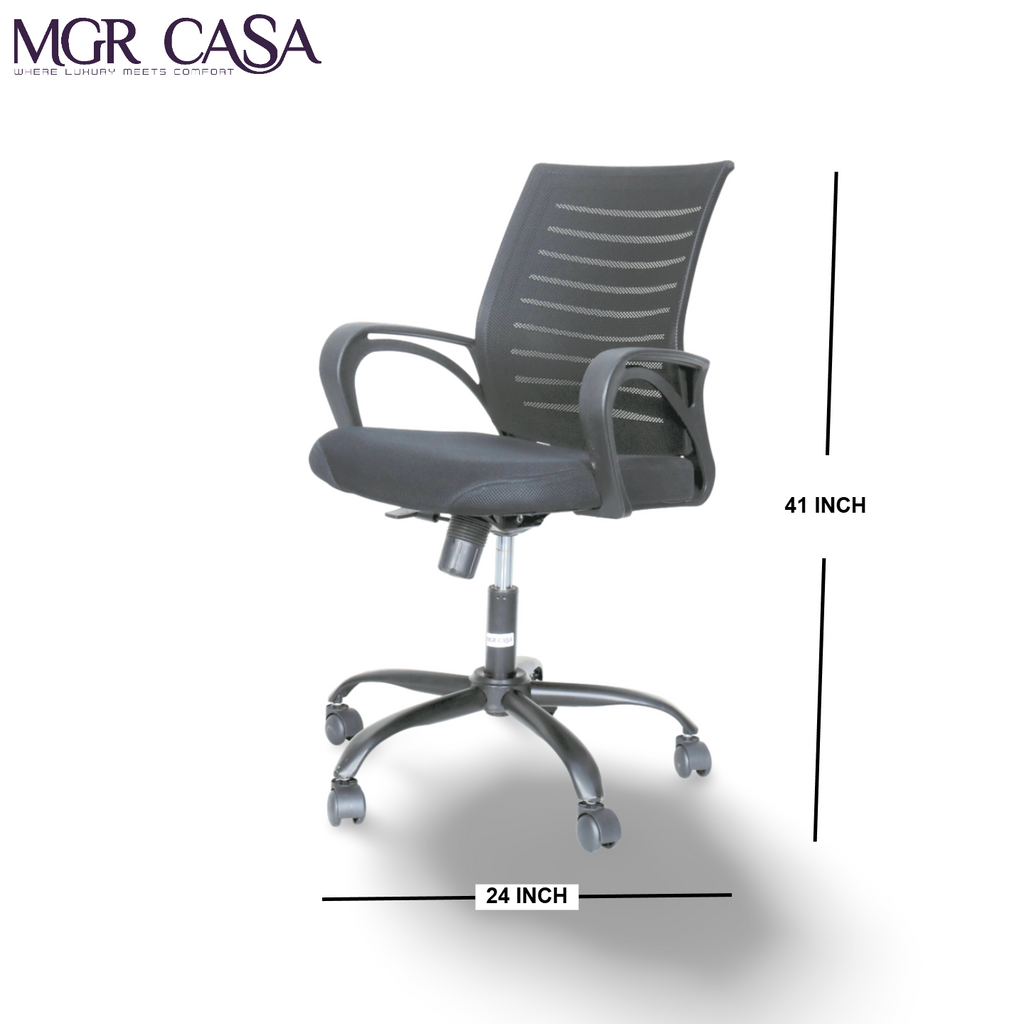 MGR DELTA BLACK MID-BACK MESH OFFICE CHAIR