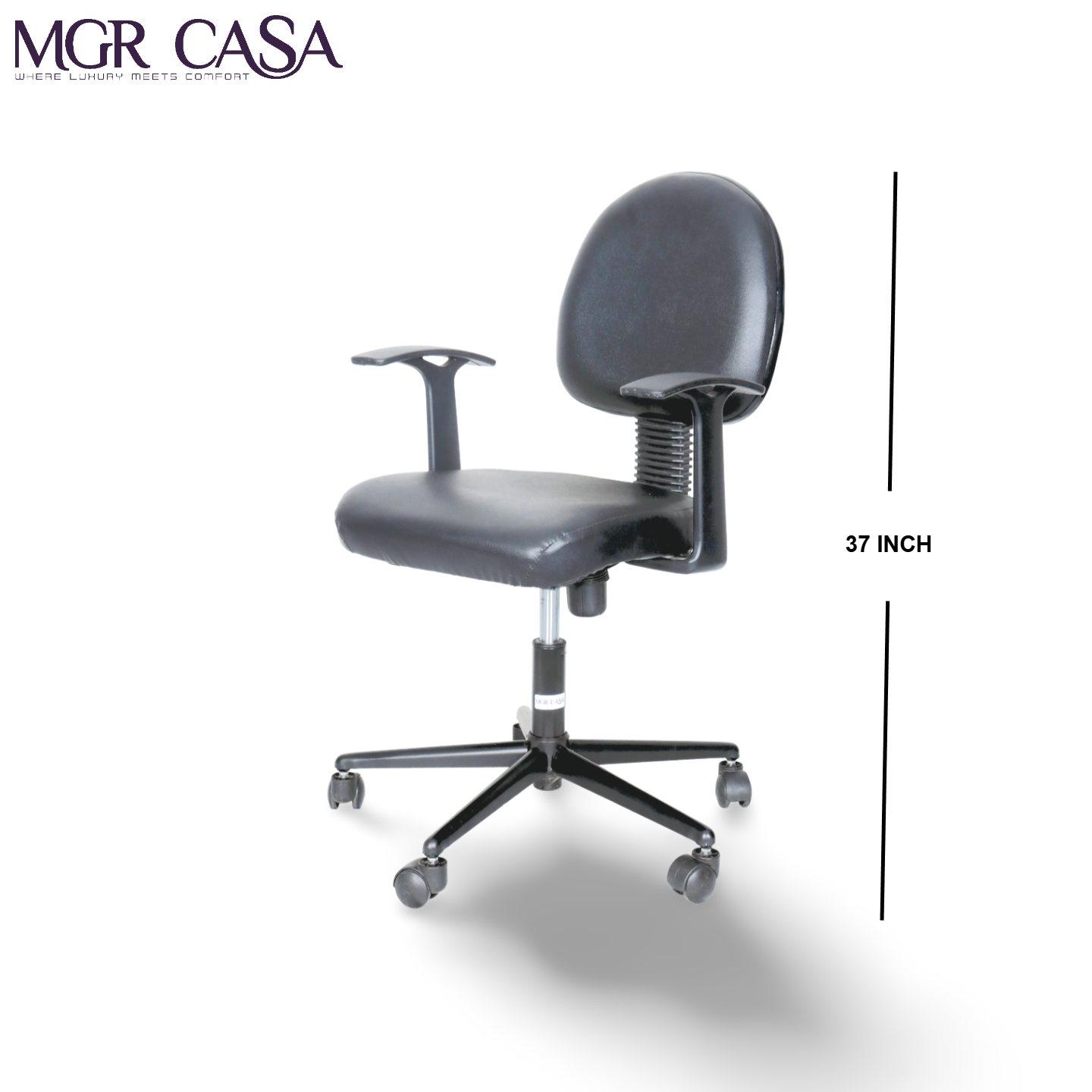 MGR BLACK MID-BACK REXINE OFFICE CHAIR