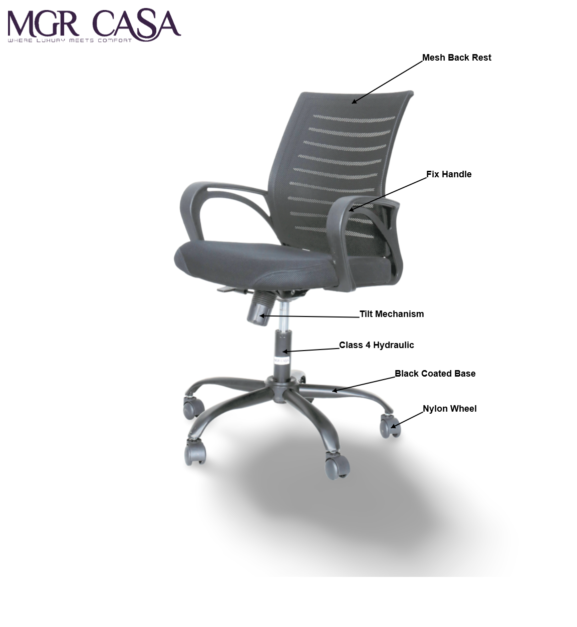 MGR DELTA BLACK MID-BACK MESH OFFICE CHAIR