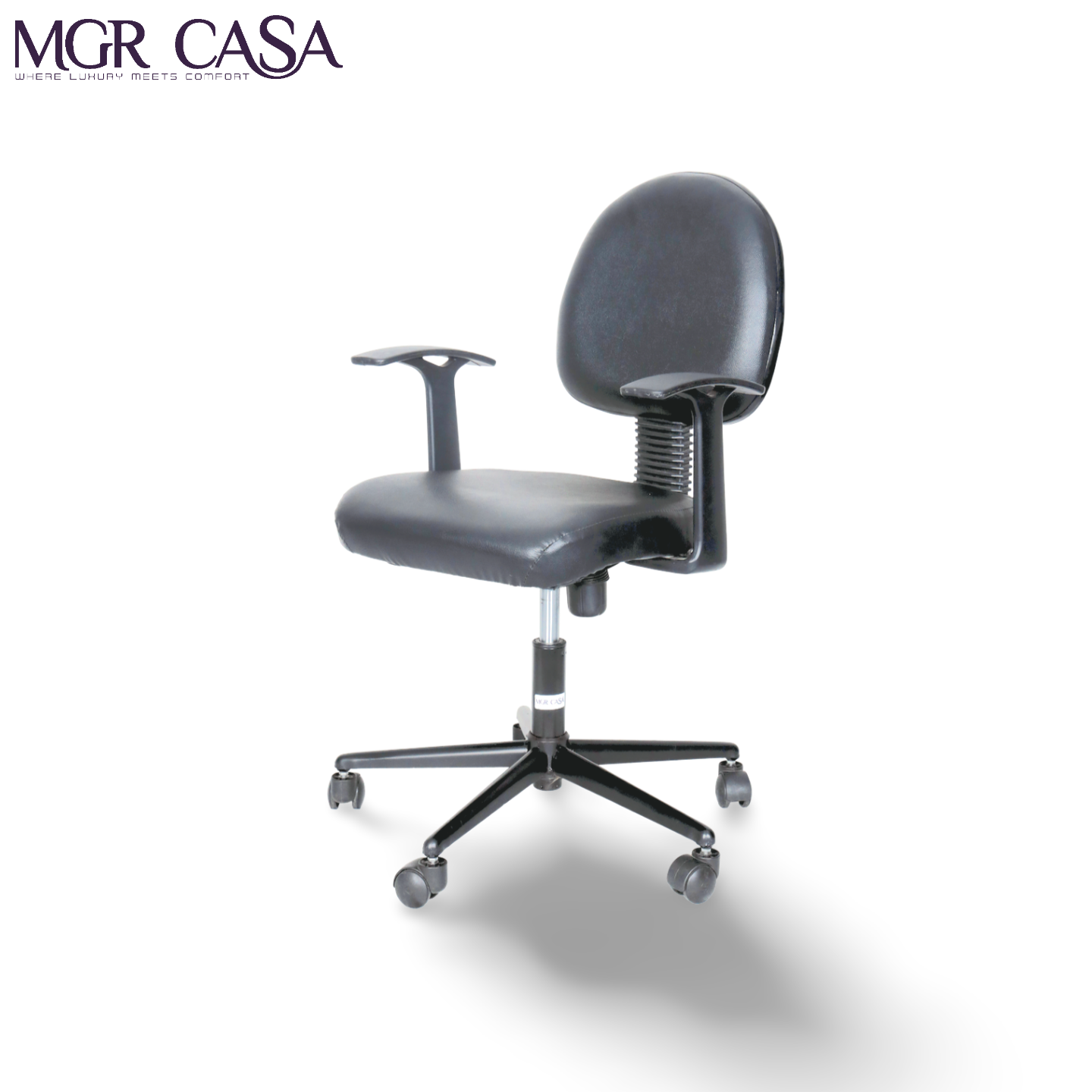 MGR BLACK MID-BACK REXINE OFFICE CHAIR