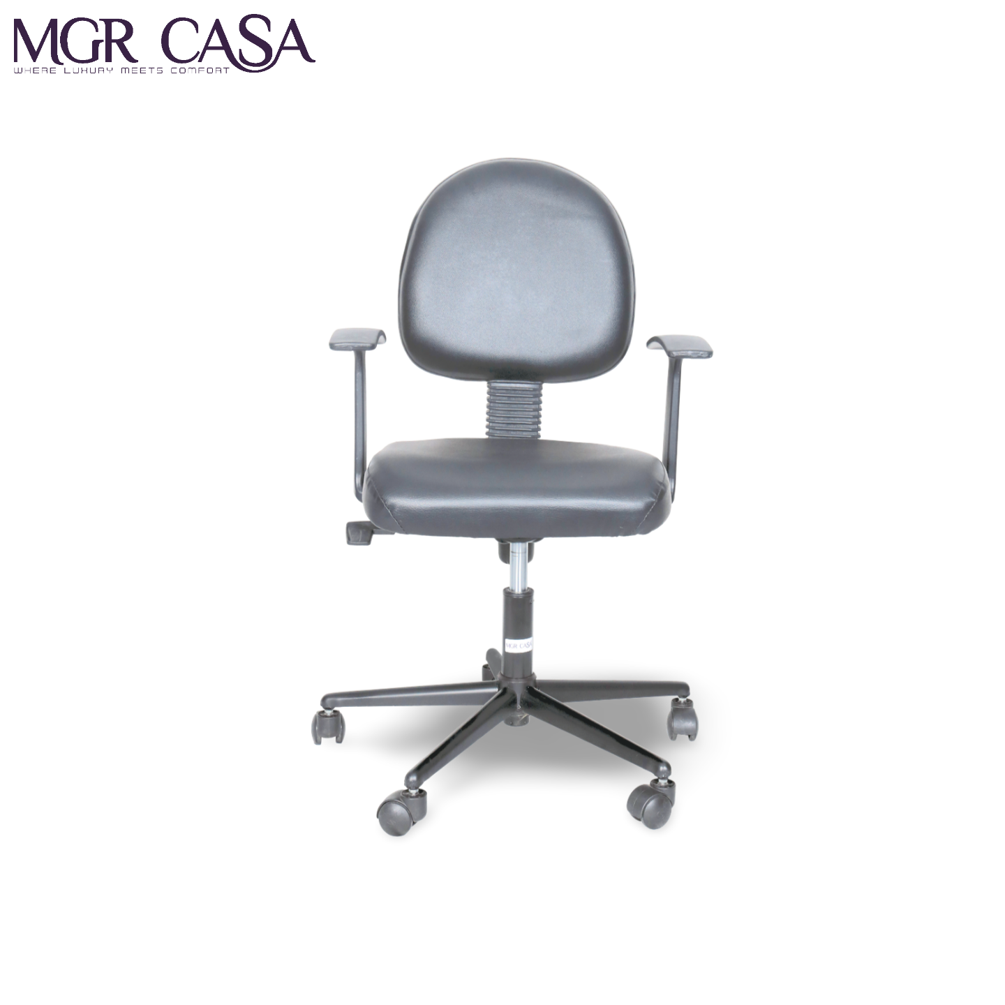 MGR BLACK MID-BACK REXINE OFFICE CHAIR