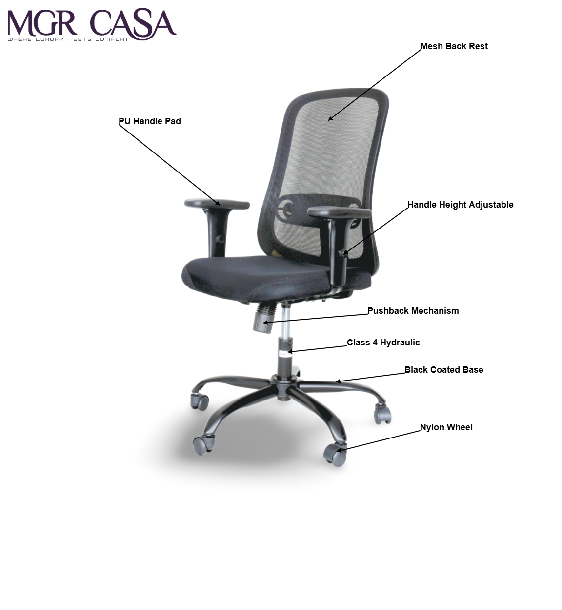 MGR ZOOM BLACK MID-BACK MESH OFFICE CHAIR