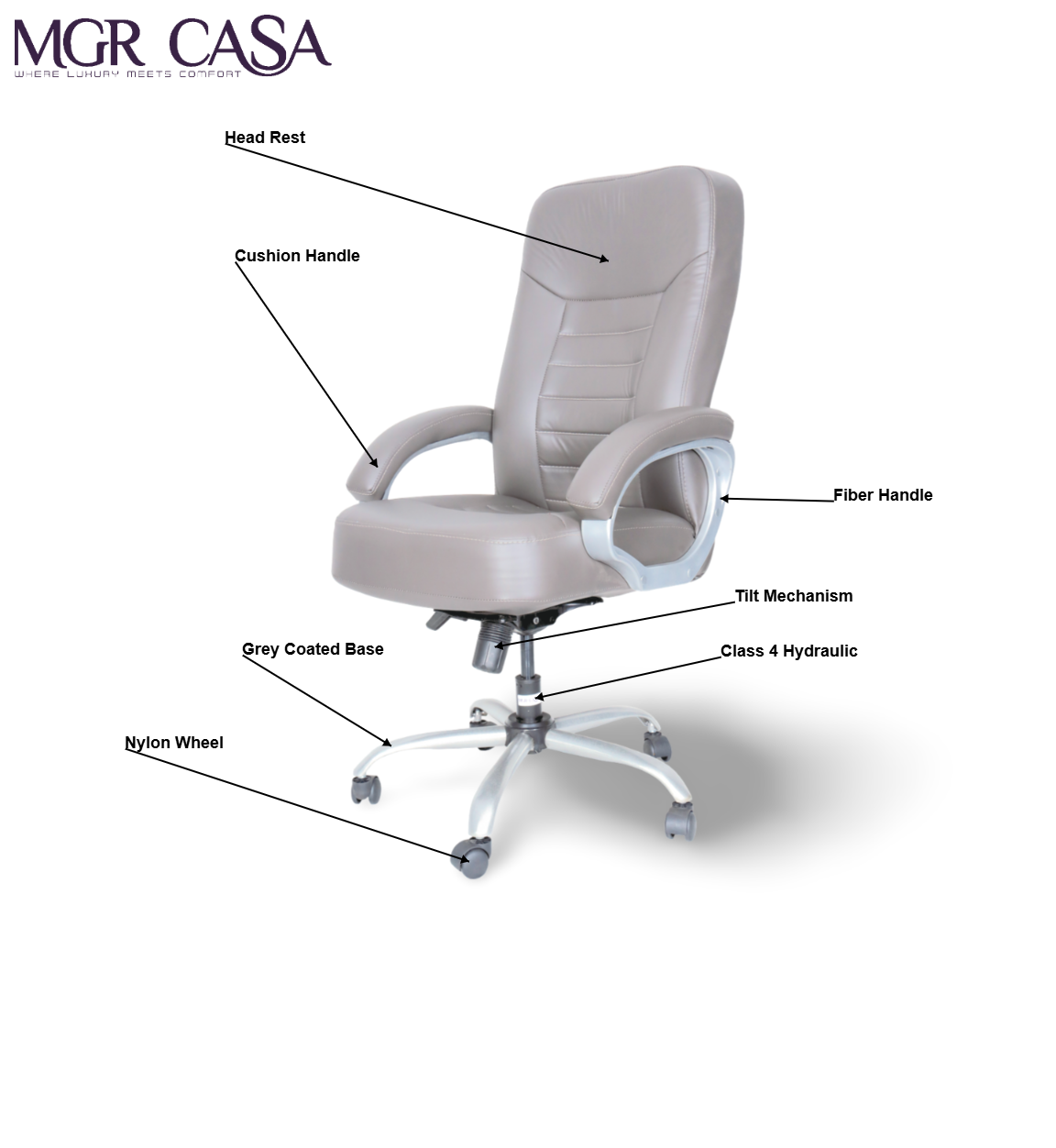 MGR HEAVY GAADI CUSHION HIGH BACK OFFICE CHAIR