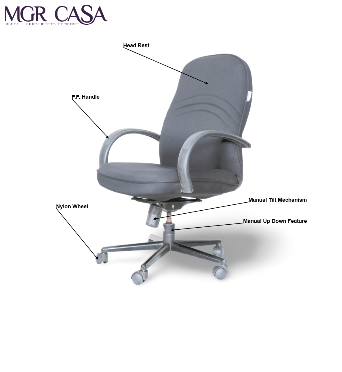 MGR HIGH BACK PP CUSHION OFFICE CHAIR