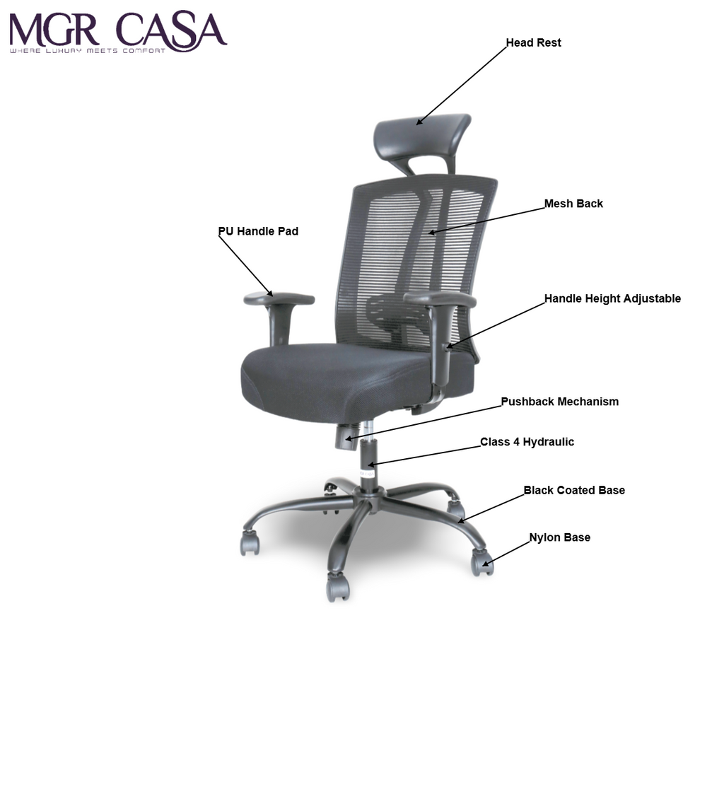 MGR VIBE BLACK HIGH BACK MESH OFFICE CHAIR