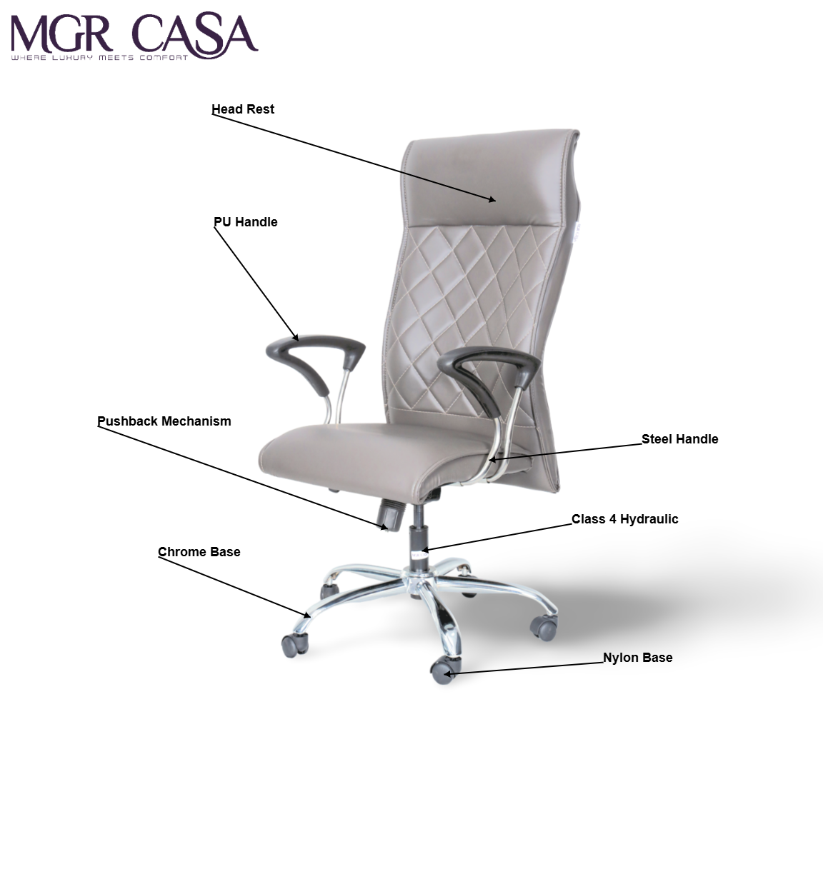 MGR MYSTIC SQUARE CUSHION HIGH BACK OFFICE CHAIR