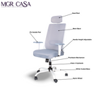 MGR HILITE WHITE HIGH BACK MESH OFFICE CHAIR