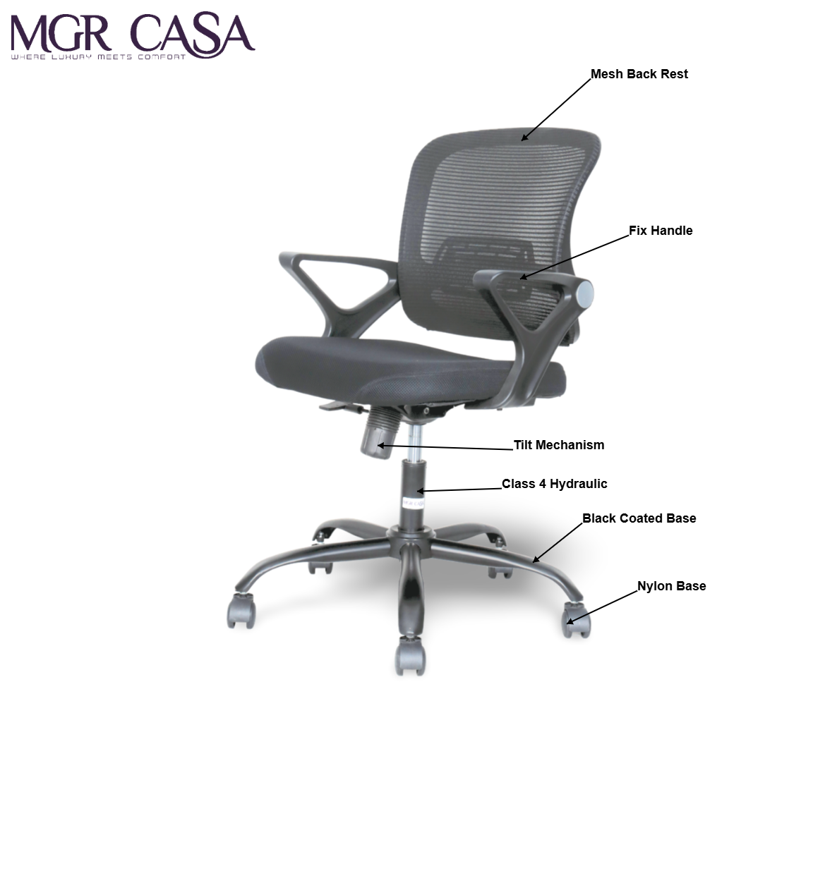 MGR CHERRY BLACK MID-BACK MESH OFFICE CHAIR