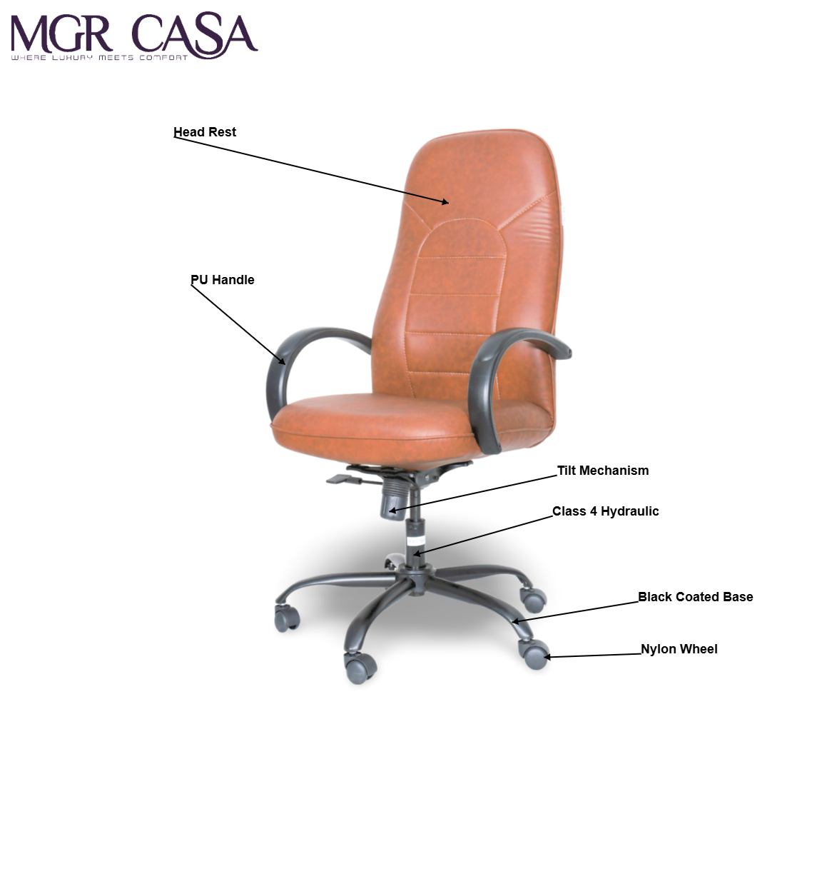 MGR HIGH BACK PU CUSHION OFFICE CHAIR