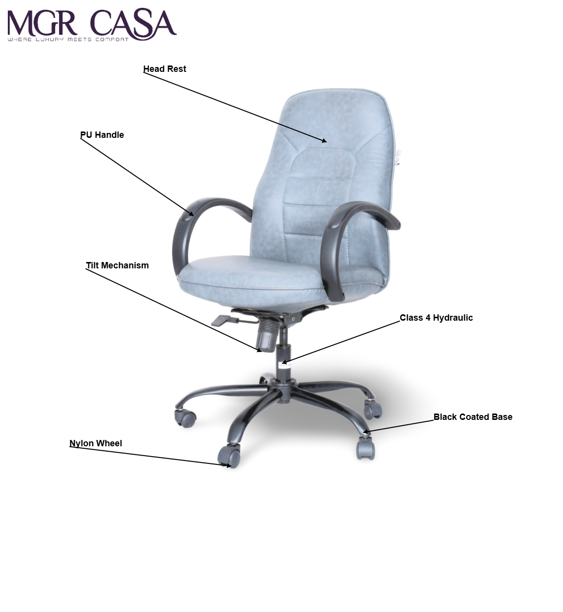 MGR HIGH BACK PU CUSHION OFFICE CHAIR
