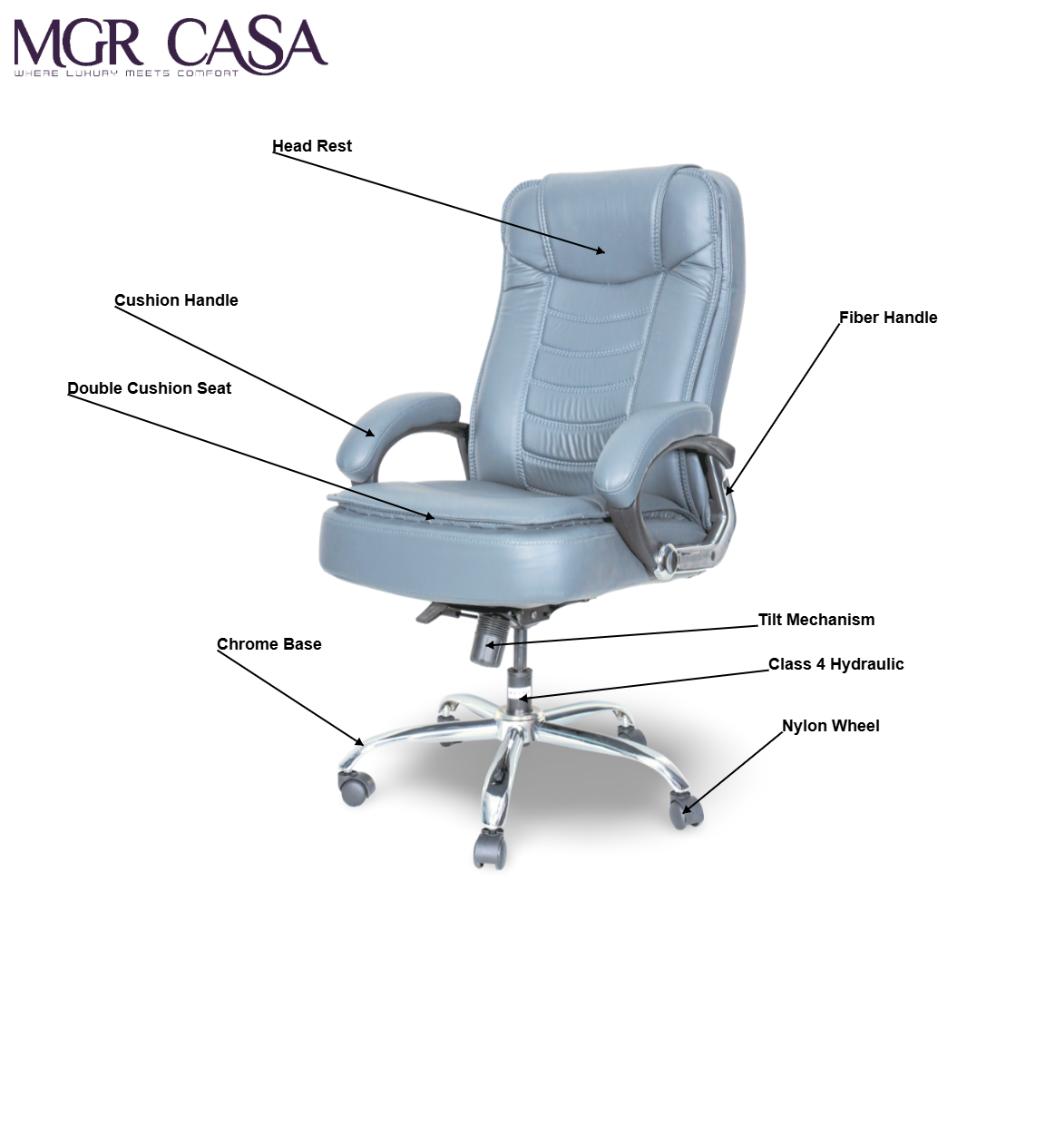 MGR DOUBLE CUSHION HIGH BACK OFFICE CHAIR