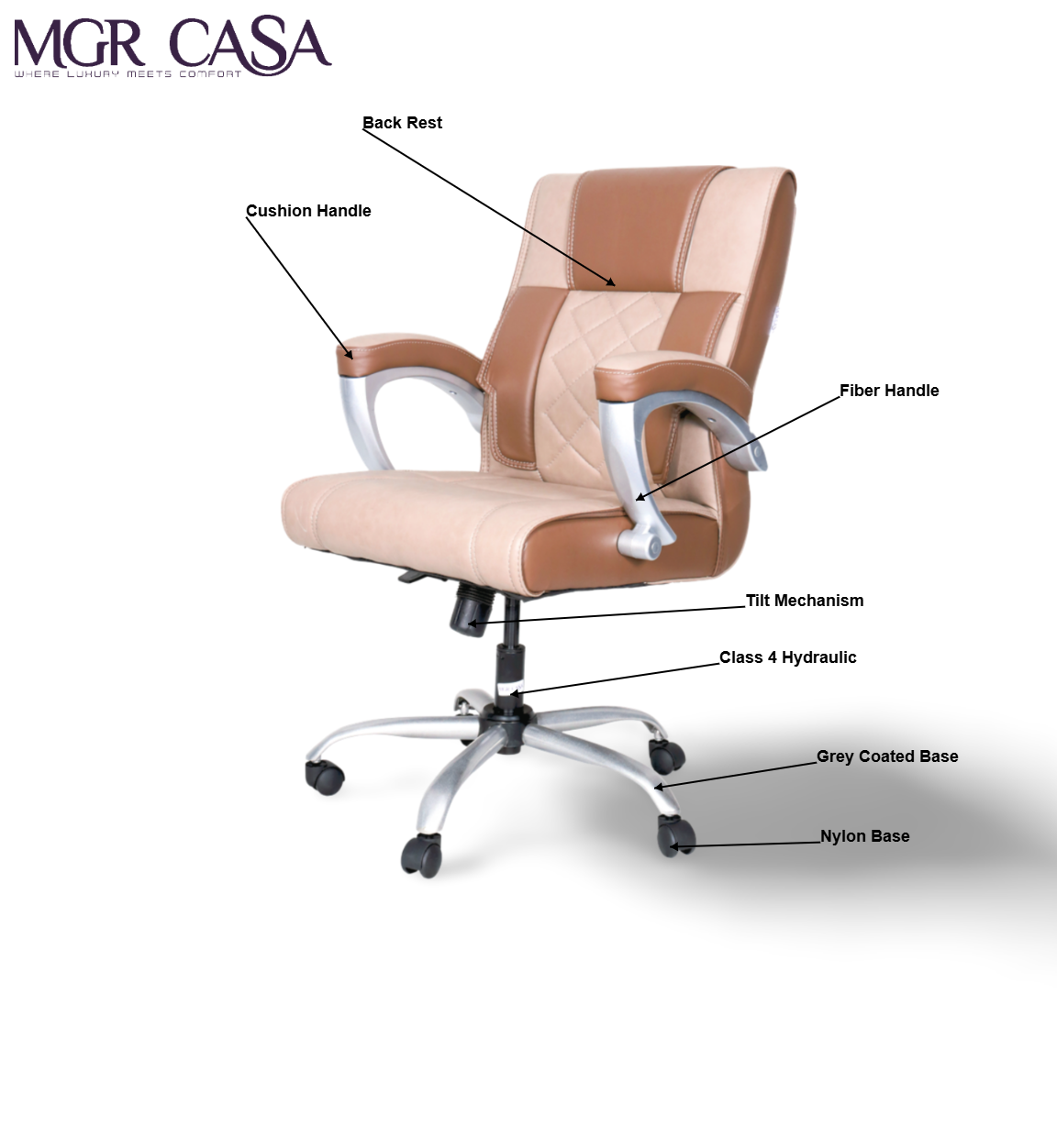MGR NEW ELEPHANT MEDIUM BACK CUSHION OFFICE CHAIR