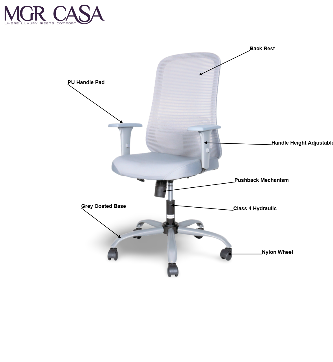 MGR ZOOM GERY MID-BACK MESH OFFICE CHAIR