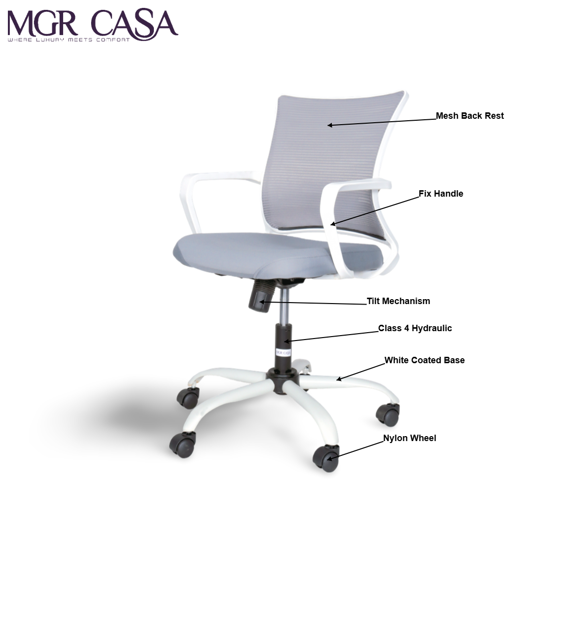 MGR ZIZAG GREY-WHITE MID-BACK MESH OFFICE CHAIR