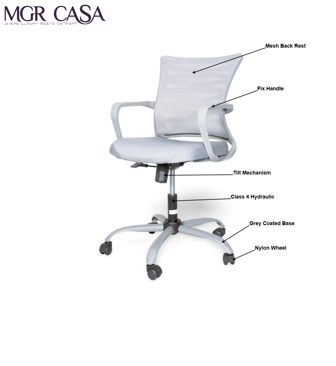 MGR ZIGZAG GREY MID-BACK MESH OFFICE CHAIR