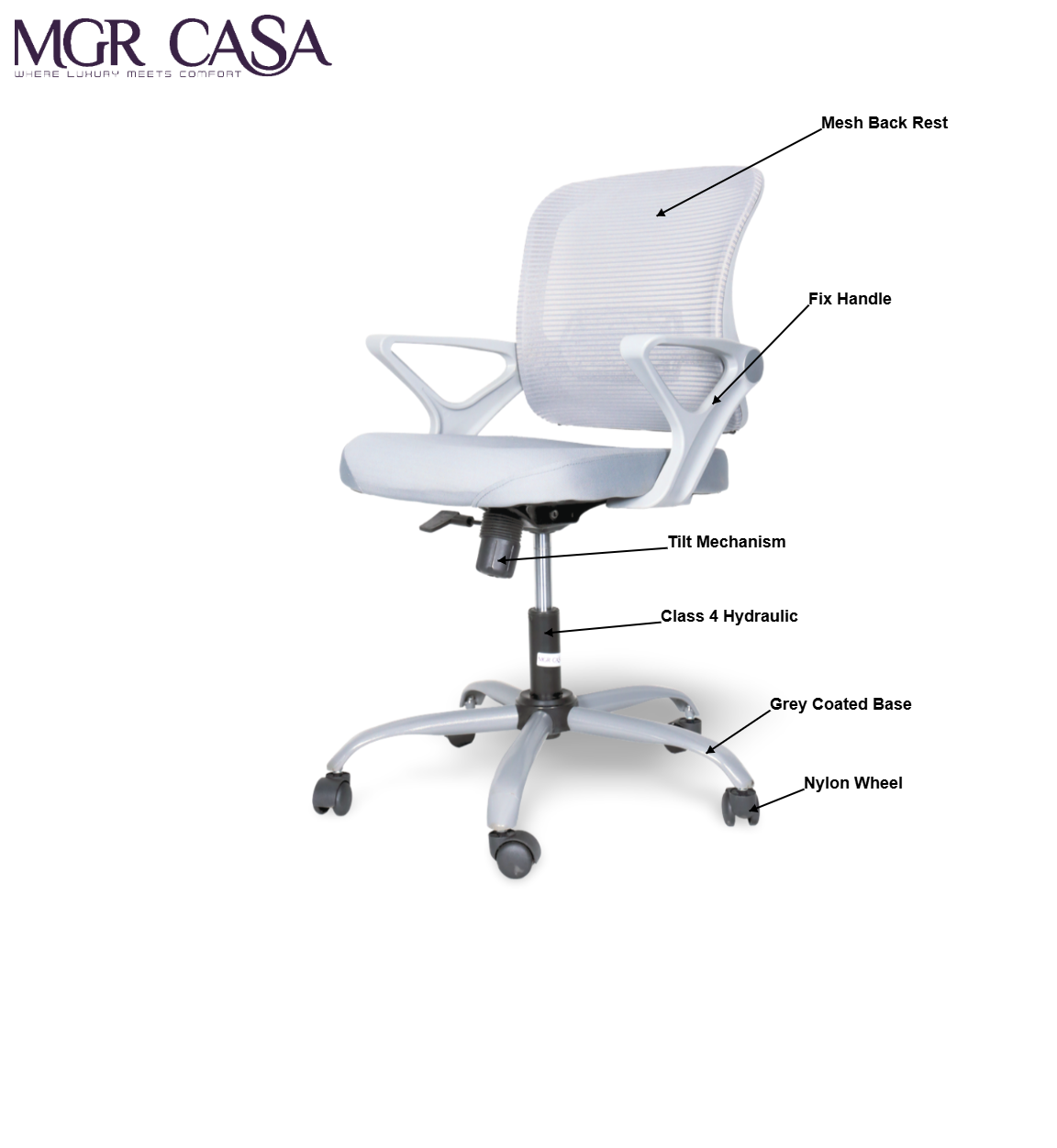 MGR CHERRY GREY MID-BACK MESH OFFICE CHAIR