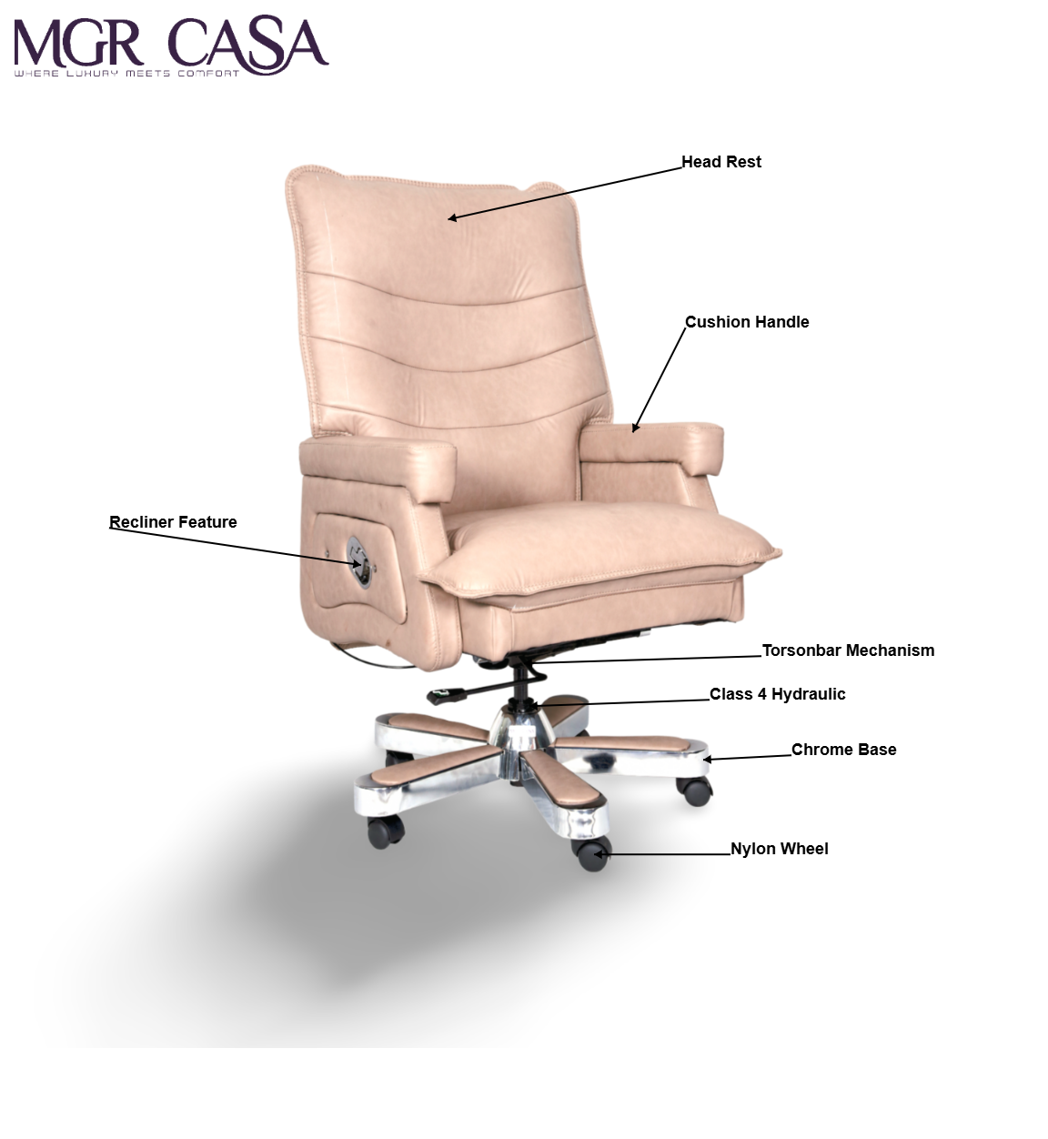 MGR COMFY RECLINER CUSHION HIGH BACK OFFICE CHAIR